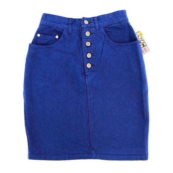 Gitano button fly blue denim jean skirt dead stock 90s 1990s vintage - Picture 1 of 4